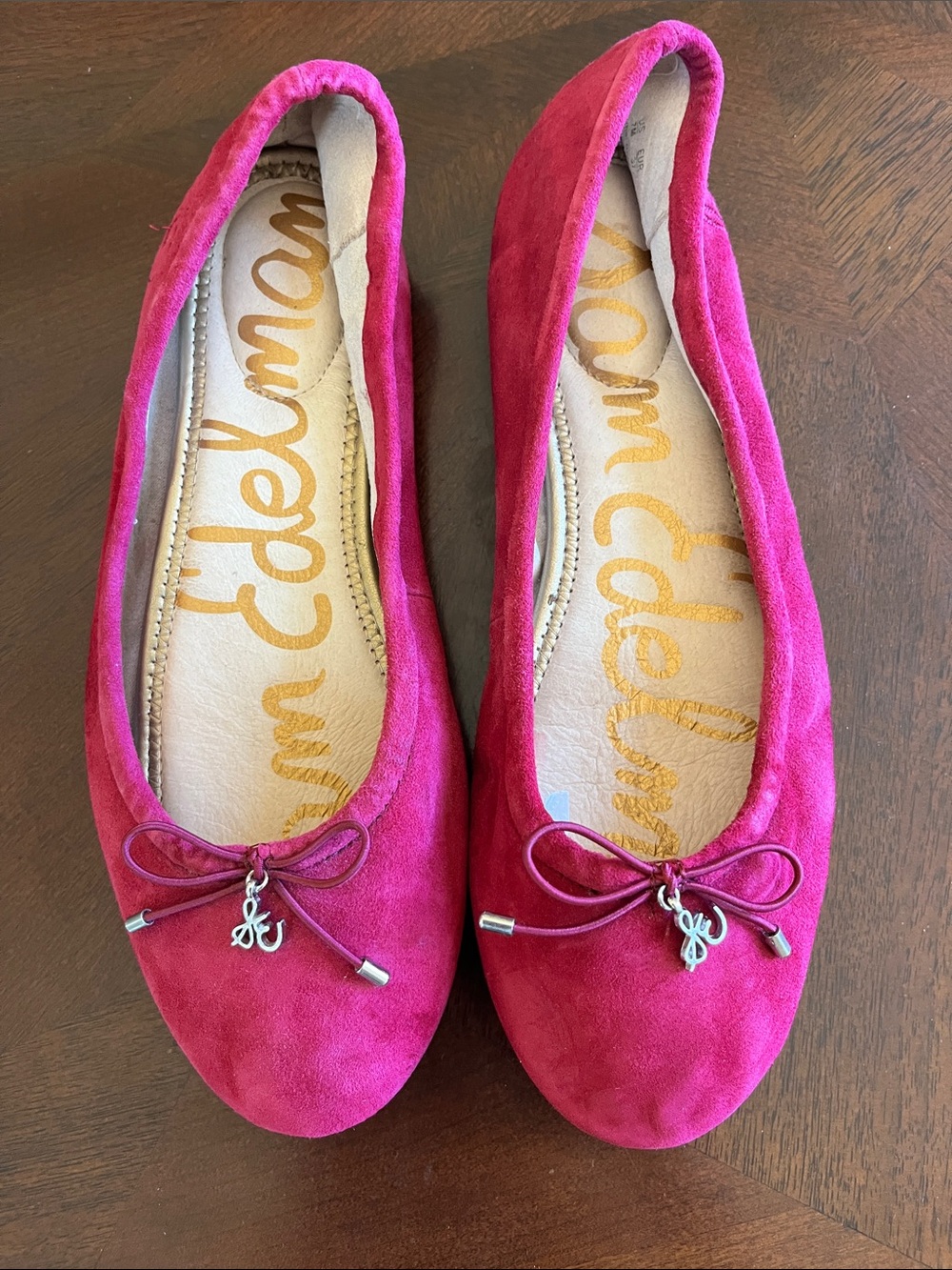 Sam Edelman Fuchsia Suede Bow Ballet Flats